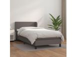 The Living Store Letto A Molle Con Materasso Grigio 90X190 Cm In Pelle Finta