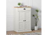 The Living Store Scarpiera Vigo White 60X35X96 Cm In Legno Di Pino Massiccio