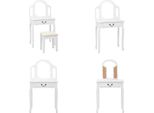 Vidaxl Tavolo Da Toilette Con Sgabello Bianco 65X36X128 Cm In Legno Di Paulownia Mdf - Tavolo Da Toilette - Tavoli Da Toilette - Tavolo Da Toilette - Tavoli Da Toilette