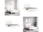 Vidaxl Letto In Legno Massiccio Con Testiera Bianca - Struttura Letto - Cornici Letto - Struttura Letto - Letto