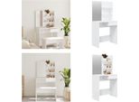 Vidaxl Tavolo Da Toilette Con Specchio Bianco Lucido 74,5X40X141 Cm - Tavolo Da Toilette - Tavolo Da Trucco - Tavolo Cosmetico - Tavolo Da Toilette