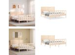 Vidaxl Letto In Legno Massiccio Con Testiera 160X200 Cm - Struttura Letto - Letto - Letto Matrimoniale