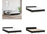 Vidaxl Struttura Letto Con Testiera In Tessuto Nero 140X200 Cm - Struttura Letto Con Testiera - Struttura Letto Con Testiera - Struttura Letto - Letto Con Testiera