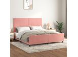 The Living Store Struttura Letto Con Testiera Rosa 180X200 Cm In Velluto