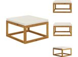 Vidaxl Poggiapiedi Con Rivestimento Bianco Crema In Legno Massiccio Di Acacia - Elementi Per Divani Da Giardino