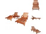 Vidaxl Lettini Prendisole 2 Pezzi Con Tavolo In Legno Massiccio Di Acacia - Lettini Prendisole