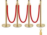 Vevor Sistema Di Controllo Della Folla In Acciaio Inox Barriera Palo Corda Demarcazione Stand Con 3 Corde Di Velluto Rosso 4 Pack Colonna D'oro