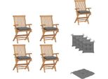 Vidaxl Sedie Da Giardino Con Cuscini Grigi 4 Pz. Legno Massiccio Teak - Sedie Da Giardino