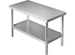 Vevor Tavolo Commerciale In Acciaio Inox 122 X 61 X 86 Cm, Acciaio Inox Tavolo Da Lavoro A Due Strati Tavolo Da Taglio Gastro 150 Kg + 100 Kg Di Portata, Tavolo Da Cucina Commerciale, Tavolo Di Preparazione Regolabile In Altezza