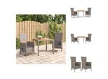 Vidaxl Set Da Pranzo Da Giardino 3 Pezzi Con Cuscini In Poly Rattan Grigio - Sedie Da Giardino