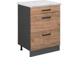 Vicco Mobiletto Base Per Cucina R-Line, 60 Cm Pl Marmo, Quercia Dorata/Antracite