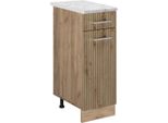 Vicco Mobiletto Base Per Cucina R-Line, 30 Cm Pt Marmo, Rovere Artigianale/Quercia Dorata