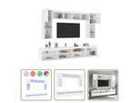 The Living Store Parete Tv 8 Pezzi Con Luci Led Bianco
