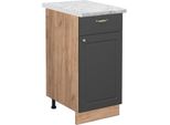 Vicco Mobiletto Base Per Cucina Fame-Line, 40 Cm , Pt Marmo, Antracite-Oro/Quercia Dorata