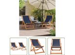 The Living Store Sedie Da Spiaggia 2 Pz. Pieghevoli In Tessuto Blu