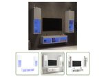 The Living Store Parete Attrezzata A 5 Pezzi Con Illuminazione A Led In Legno Bianco