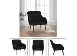 The Living Store Poltrona Nera 63X76X80 Cm In Velluto