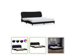 The Living Store Struttura Letto Con Led In Tessuto Nero 200X200 Cm