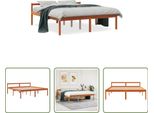 The Living Store Letto Senior Cera Marrone 150X200 Cm In Legno Di Pino Massiccio