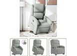 The Living Store Poltrona Relax Con Supporto In Velluto Grigio Chiaro