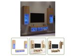 The Living Store Parete Attrezzata A 5 Pezzi Con Illuminazione A Led Materiale In Legno Rovere Sonoma