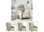 The Living Store Recliner Elettrico In Ecopelle Crema