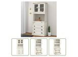 The Living Store Credenza Vigo Bianco 80X40X176 Cm In Legno Di Pino Massiccio