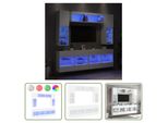 The Living Store Parete Tv 6 Pezzi Con Luci Led Bianco