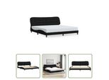 The Living Store Struttura Letto Con Testiera Nera 200X200 Cm In Tessuto