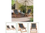 The Living Store Sedie Da Spiaggia 2 Pz. Pieghevoli In Tessuto Grigio
