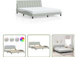 The Living Store Struttura Letto Con Luci Led Grigio Chiaro 180X200 Cm In Velluto
