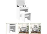The Living Store Comodino Con Sgabello Bianco 60X40X113,5 Cm