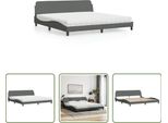 The Living Store Letto Con Materasso In Tessuto Grigio Scuro 200X200 Cm