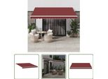 The Living Store Tenda Manuale Con Led Rosso Vino 400X300 Cm