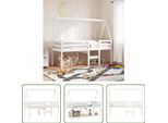 The Living Store Letto A Soppalco Con Tetto Bianco 90X200 Cm In Legno Di Pino Massiccio