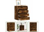 The Living Store Cassettiera In Rovere Fumé 60X41X76 Cm Materiale In Legno