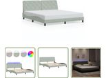 The Living Store Struttura Letto Con Luci Led Grigio Chiaro 180X200 Cm In Velluto