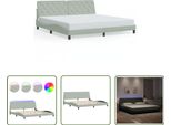 The Living Store Struttura Letto Con Luci Led Grigio Chiaro 200X200 Cm In Velluto
