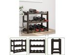 The Living Store Portabottiglie Per 12 Bottiglie Nero In Legno Di Pino Massiccio