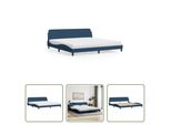 The Living Store Letto Con Materasso Blu 200X200 Cm In Tessuto