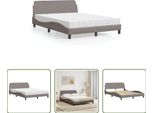 The Living Store Letto Con Materasso Taupe 140X190 Cm In Tessuto