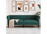 The Living Store Divano Chesterfield 3 Posti In Tessuto Verde Scuro