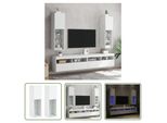 The Living Store Mobili Tv Con Luci Led 2 Pz. Bianco 30,5X30X102 Cm
