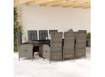 Best MöBel GartenmöBel Set BalkonmöBel-Set 9-Tlg. Garten-Essgruppe Mit Kissen Grau Poly Rattan - Set Mobili Da Giardino Cloris Neu2104881 5Parcel