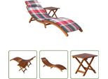 The Living Store Lettino Con Tavolo E Cuscino In Legno Massiccio Di Acacia