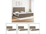 The Living Store Struttura Letto Con Testiera Taupe 200X200 Cm In Tessuto