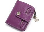 Portafoglio Donna Piccolo, Portafoglio Donna Vera Pelle, Con Scomparto Portafoglio Piccola Cerniera Portacarte Con Blocco Rfid (Ae-Viola Scuro):
