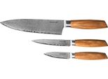 G21 Gourmet Damasco Scatola Piccola Set Di Coltelli 3 Pezzi, Manico In Zebrano