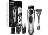 Regolabarba 5 Per Viso E Capelli, Nero/Argento Con Ghiera Di Precisione, E Rasoio Gillette Fusion5 Proglide