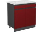 Vicco Mobiletto Base Per Cucina R-Line, 80 Cm Pl Marmo, Rosso/Antracite
